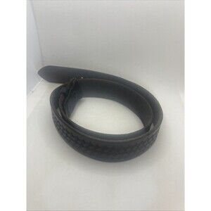 Tex Shoemaker & Sons Basketweave Black Leather Belt Western  Size 34 No Buckle
